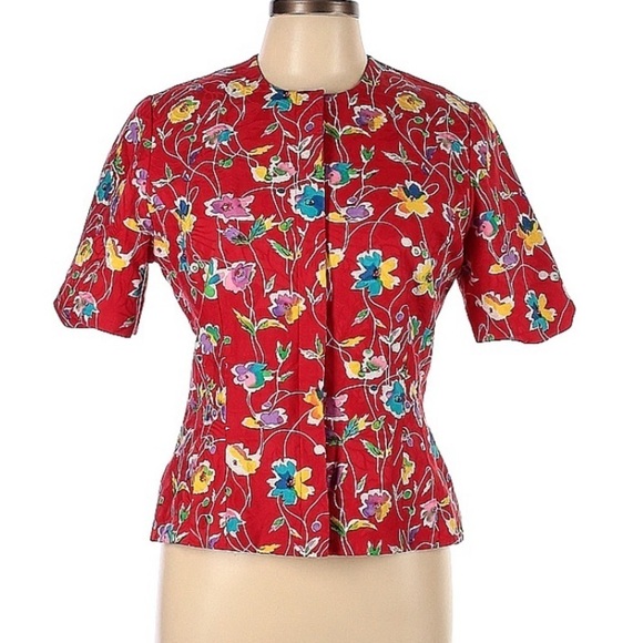 Vintage Anne Crimmins for Umi Collection short sleeve button down floral jacket - Picture 1 of 10